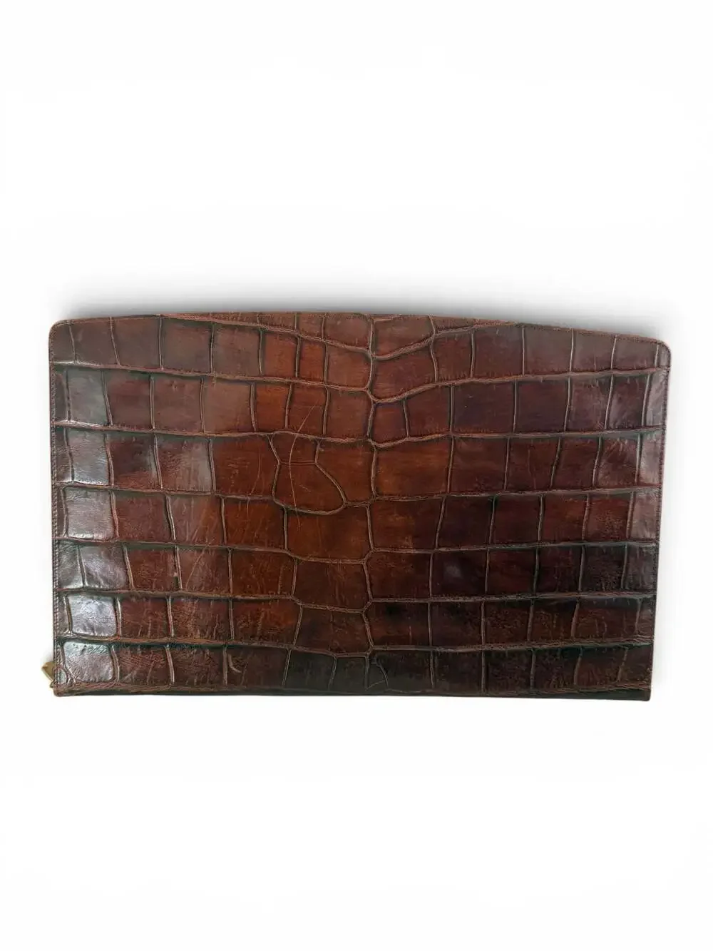 Vintage Crocodile Leather Clutch Portfolio Laptop iPad Case